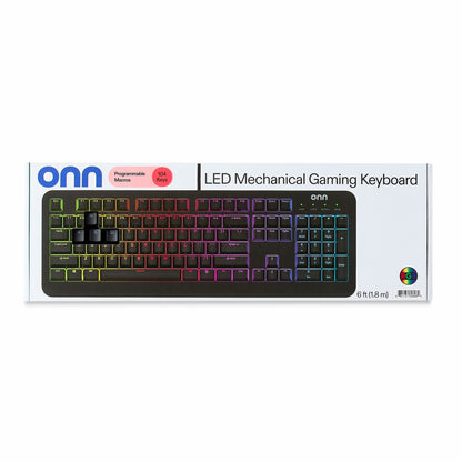 Gaming Mechanical Keyboard with Blue Switches, Adjustable 16.8M LED Lighting, 104 Keys, Black