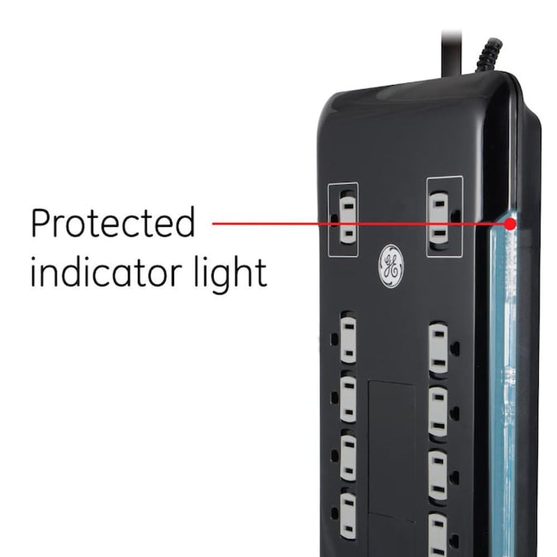 8-Ft 12 -Outlet 4320 Joules 1800 -Watts Black Indoor AC Sur Protector