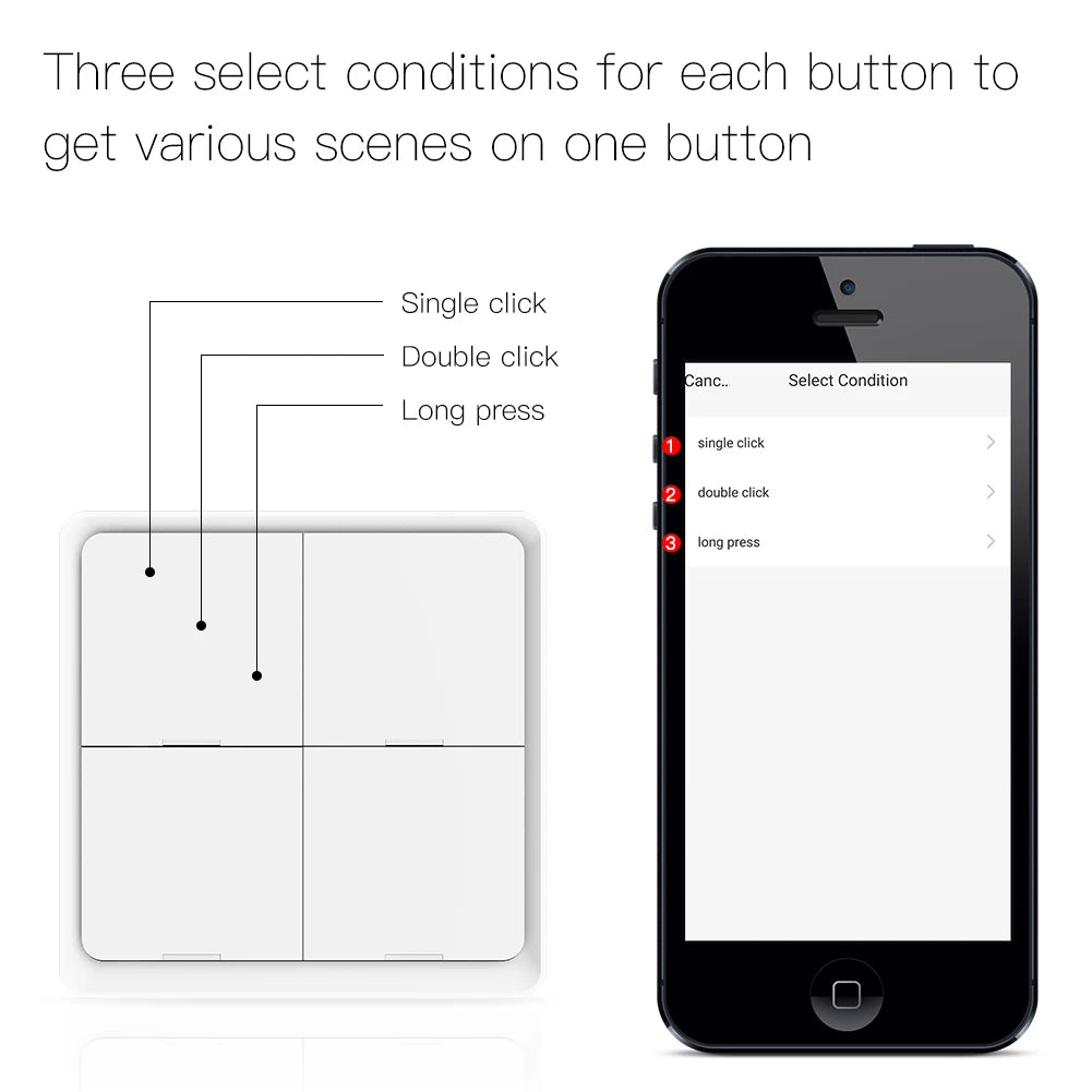 4 Gang Tuya Zigbee Wireless 12 Scene Switch Push Button Controller Battery Powered Automation Scenario for Tuya Devices