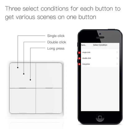 4 Gang Tuya Zigbee Wireless 12 Scene Switch Push Button Controller Battery Powered Automation Scenario for Tuya Devices