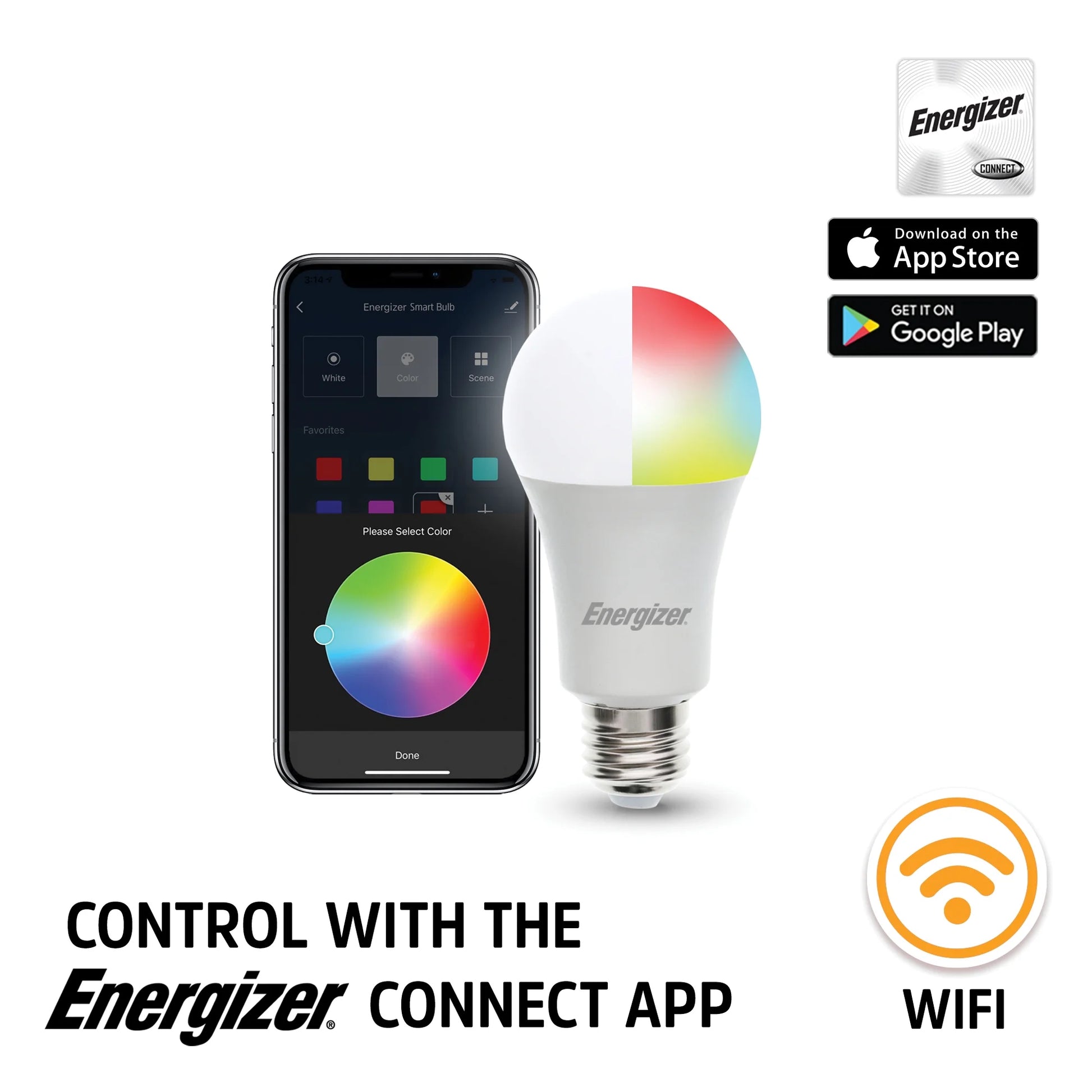 4-Pack Smart Wi-Fi Multi-Color and Single White LED Light Bulb, A19 Shape, E26 Base
