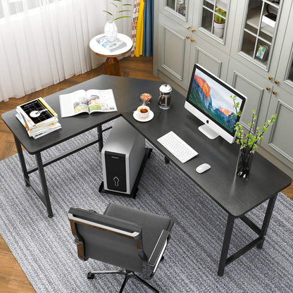 66" Wood L-Shaped Computer Gaming Desk Corner PC Latop Table Study Office Workstation Black