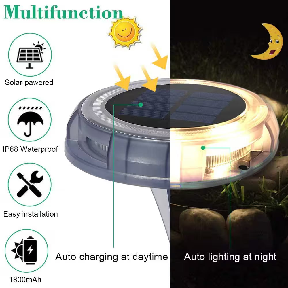 Solar Powered 4-Lights America Style Color Deco LED Garden Fence Pool Porch Waterproof Lights (4PK)