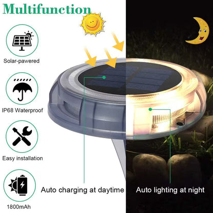 Solar Powered 4-Lights America Style Color Deco LED Garden Fence Pool Porch Waterproof Lights (4PK)