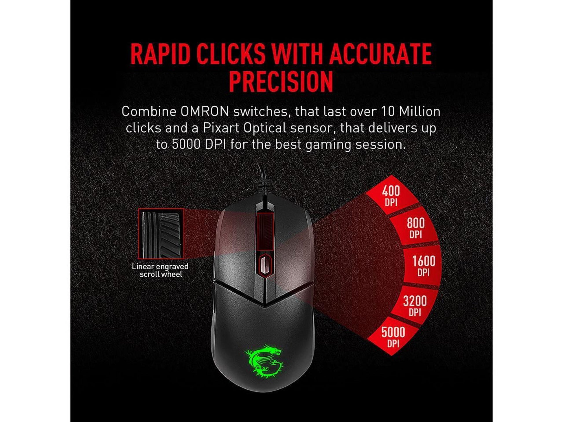 Vigor GK30 Gaming Keyboard & GM11 Gaming Mouse Combo - Mechanical Membrane Switches, 6-Zone RGB, Water Repellent & Splash-Proof, 5000 DPI - Black