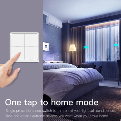 4 Gang Tuya Zigbee Wireless 12 Scene Switch Push Button Controller Battery Powered Automation Scenario for Tuya Devices