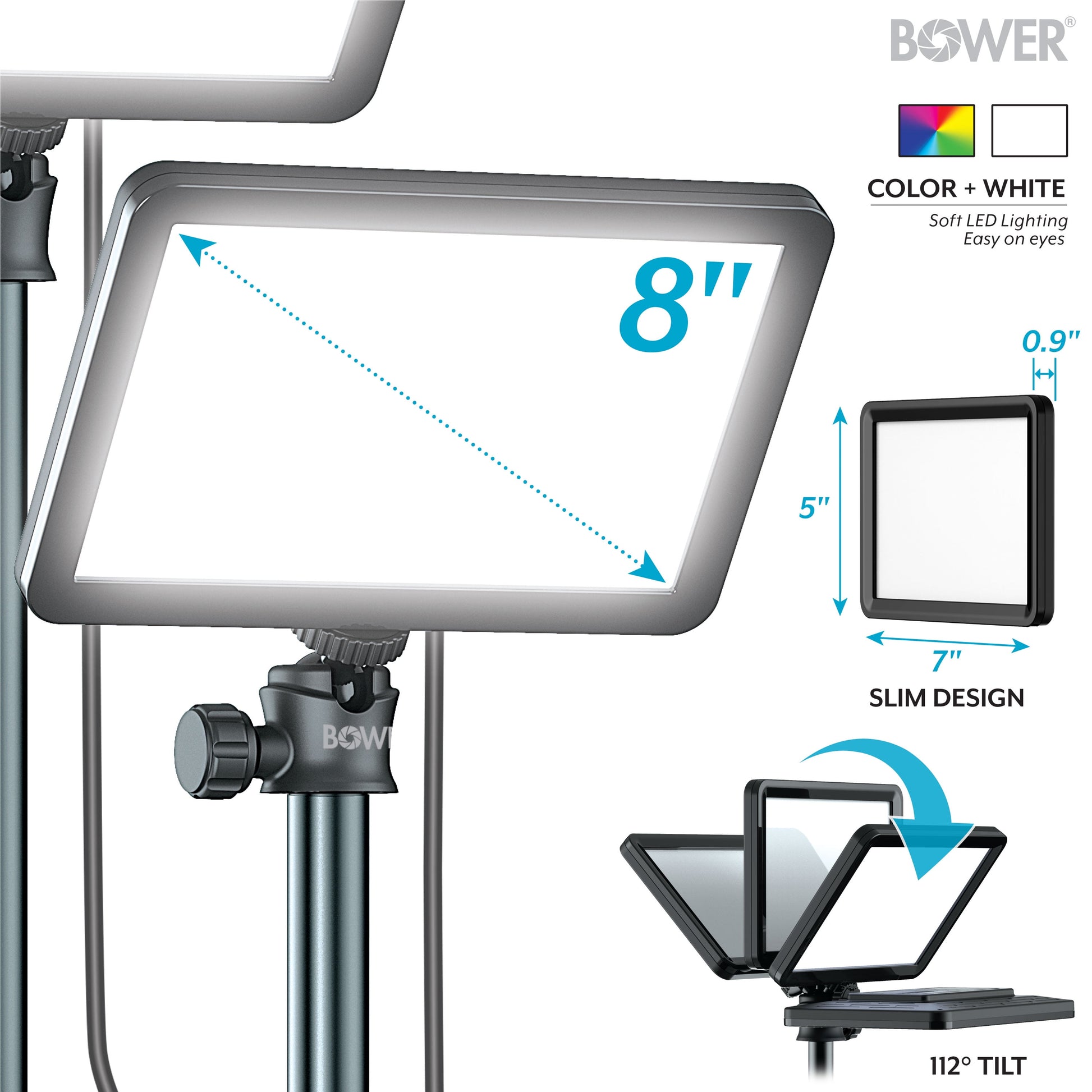 8" Creator LED RGB Light Kit 2-Pack W/ 32" Extendable Aluminum Stands , Perfect for Content Creation