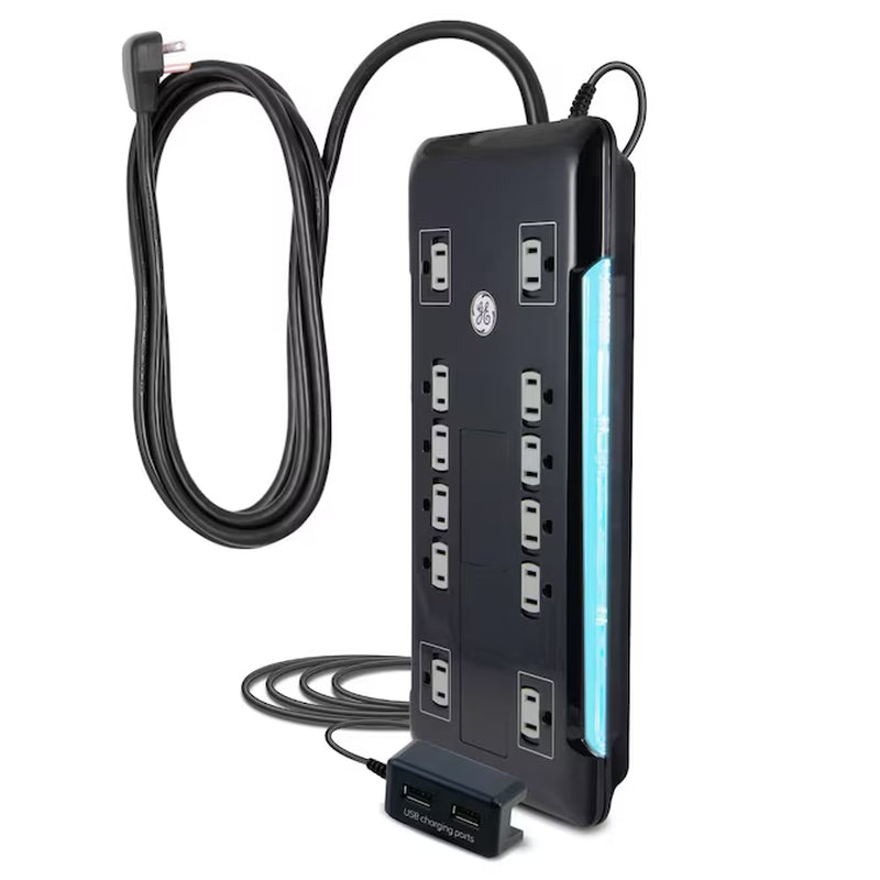 8-Ft 12 -Outlet 4320 Joules 1800 -Watts Black Indoor AC Sur Protector