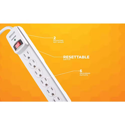 Electronics 6-Outlet 750-Joule Surge Protector with Sliding Safety Covers 3 Ft. Power Cord - Gray