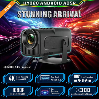 HY320 Mini Projector Android 11 Wifi 6 BT5.0 Allwinner H713 Upgrade 4K Home Outdoor Portable Projector