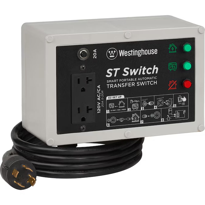 20 -Amp 120V 25' Cord, Portable Reliable Home Backup Smart Automatic Transfer Switch