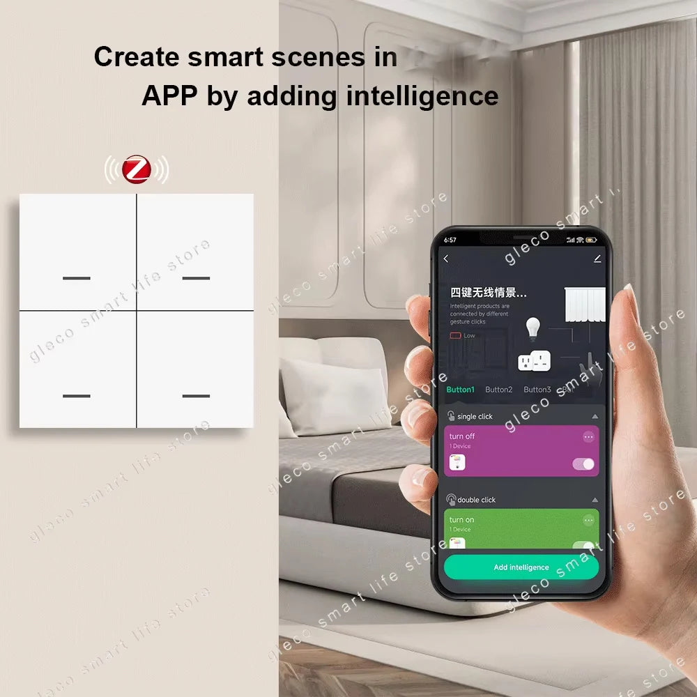 Zigbee Scene Switch Wireless 12 Scenario Switch Push Button Controller Automation Switches for Home Assistant 2MQTT