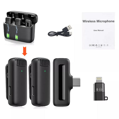 Lavalier Microphone Wireless Audio Video Recording Mini Mic for Android/Iphone