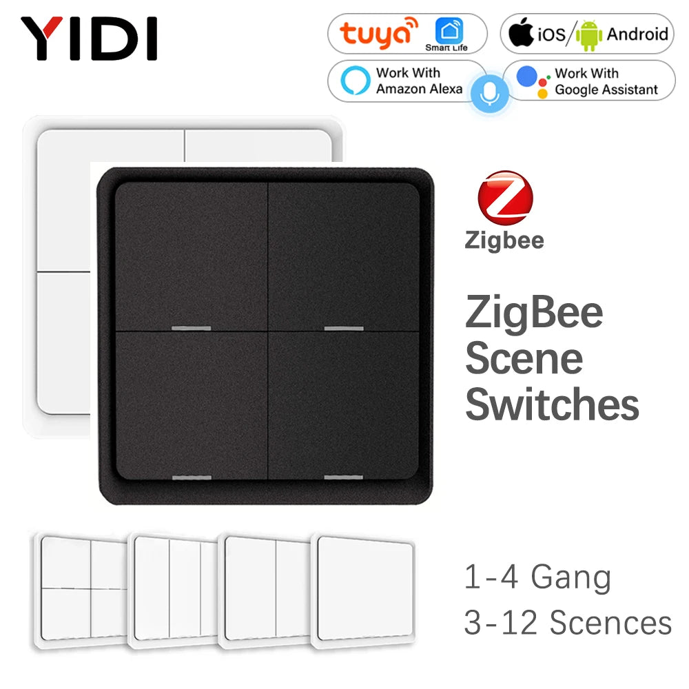 Zigbee 3.0 Tuya Smart Scene Switch Push Button 1/2/3/4 Gang 3 6 9 12 Scenes Automation Scenario Wireless Switch for Tuya Devices