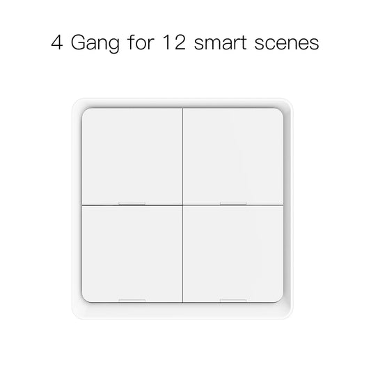 4 Gang Tuya Zigbee Wireless 12 Scene Switch Push Button Controller Battery Powered Automation Scenario for Tuya Devices