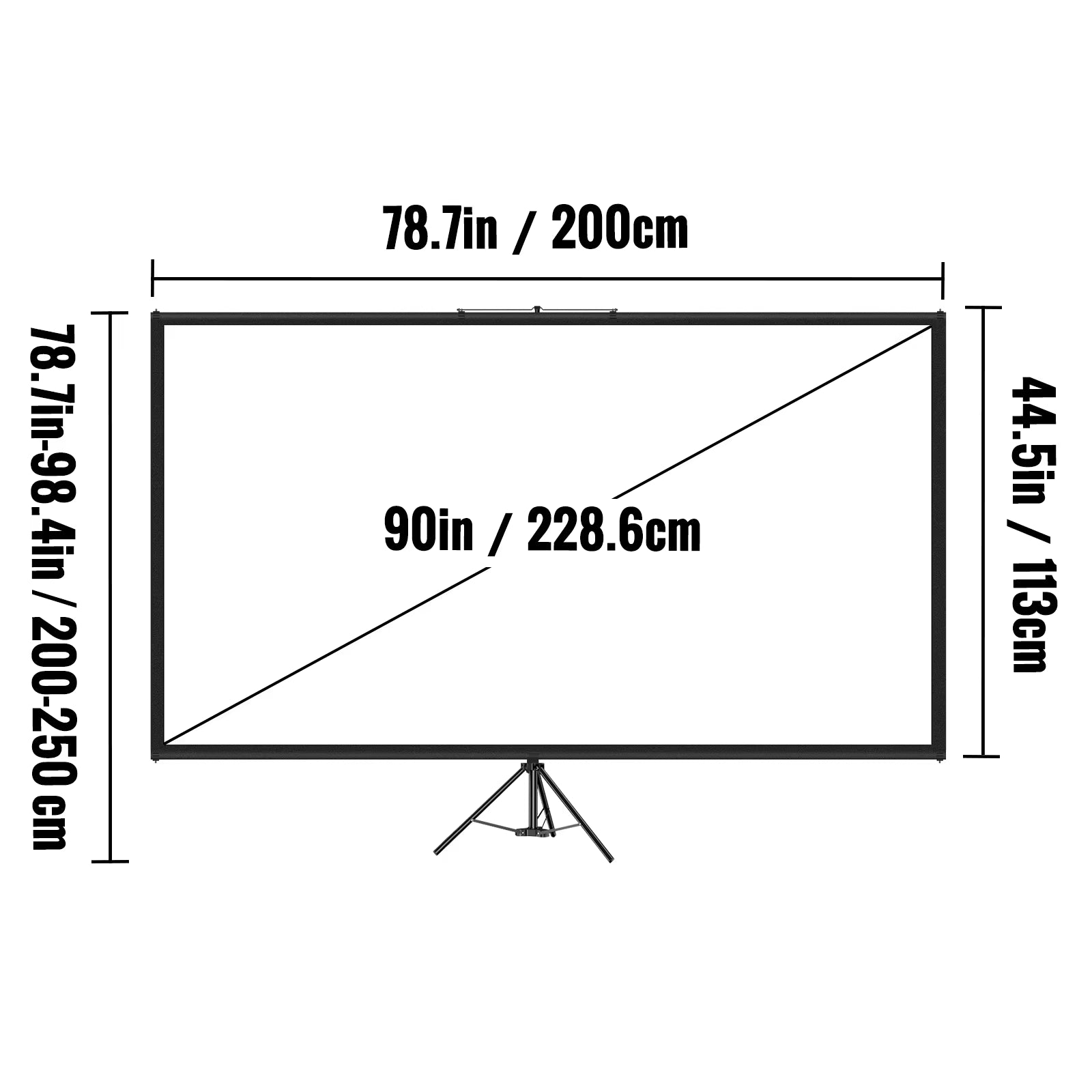 60 70 80 90 100 110 Inch Tripod Projector Screen W/ Stand 16:9 4K HD Portable Home Cinema for Indoor & Outdoor Projection