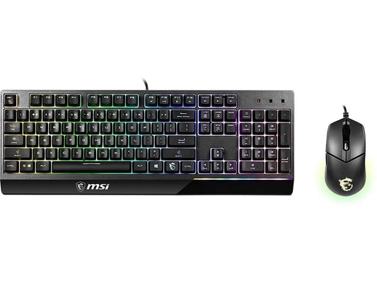 Vigor GK30 Gaming Keyboard & GM11 Gaming Mouse Combo - Mechanical Membrane Switches, 6-Zone RGB, Water Repellent & Splash-Proof, 5000 DPI - Black