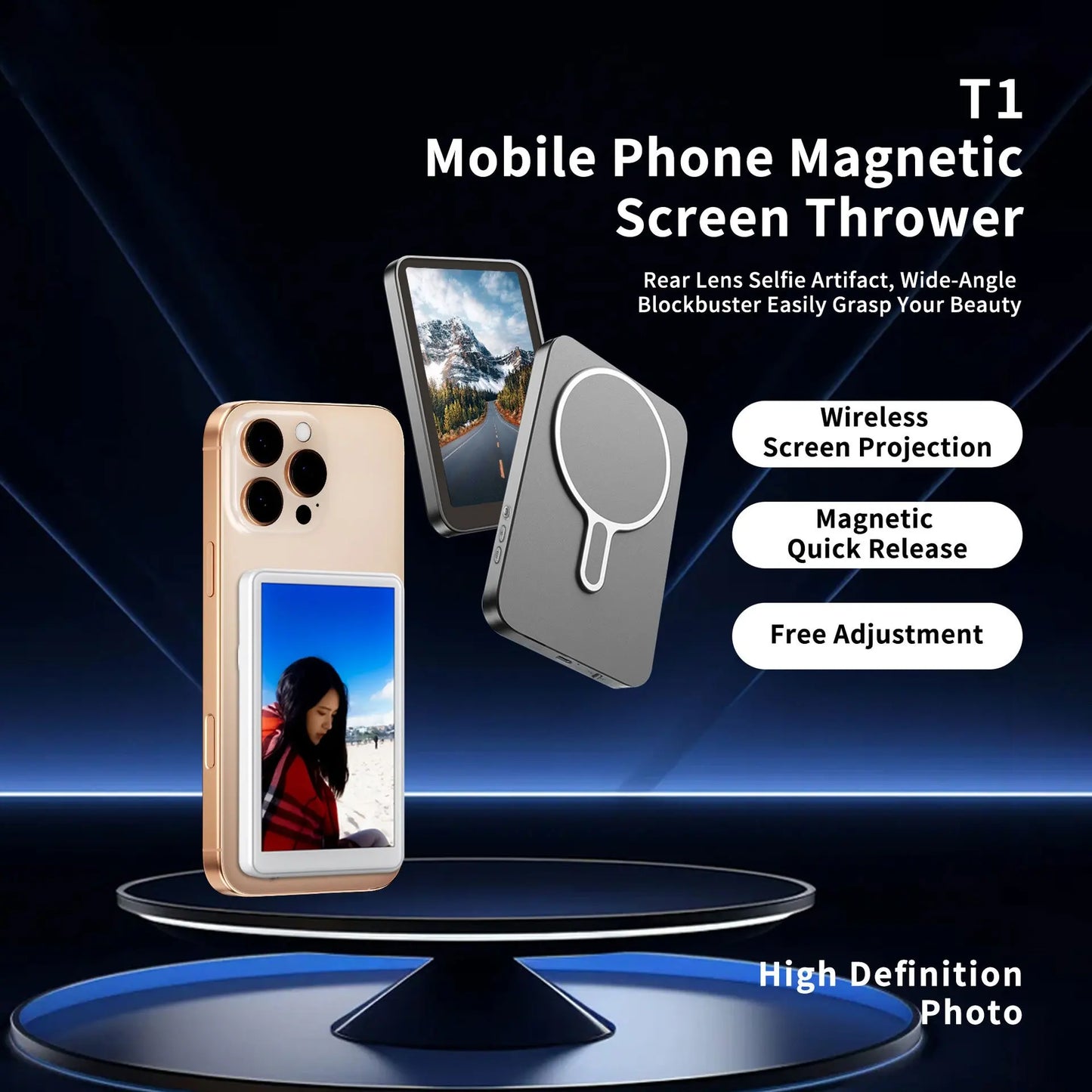 Magnetic Cell Phone Vlog Self Timer Monitor Screen Using Rear Camera Monitor for Live Streaming Creating Content Self-Timer