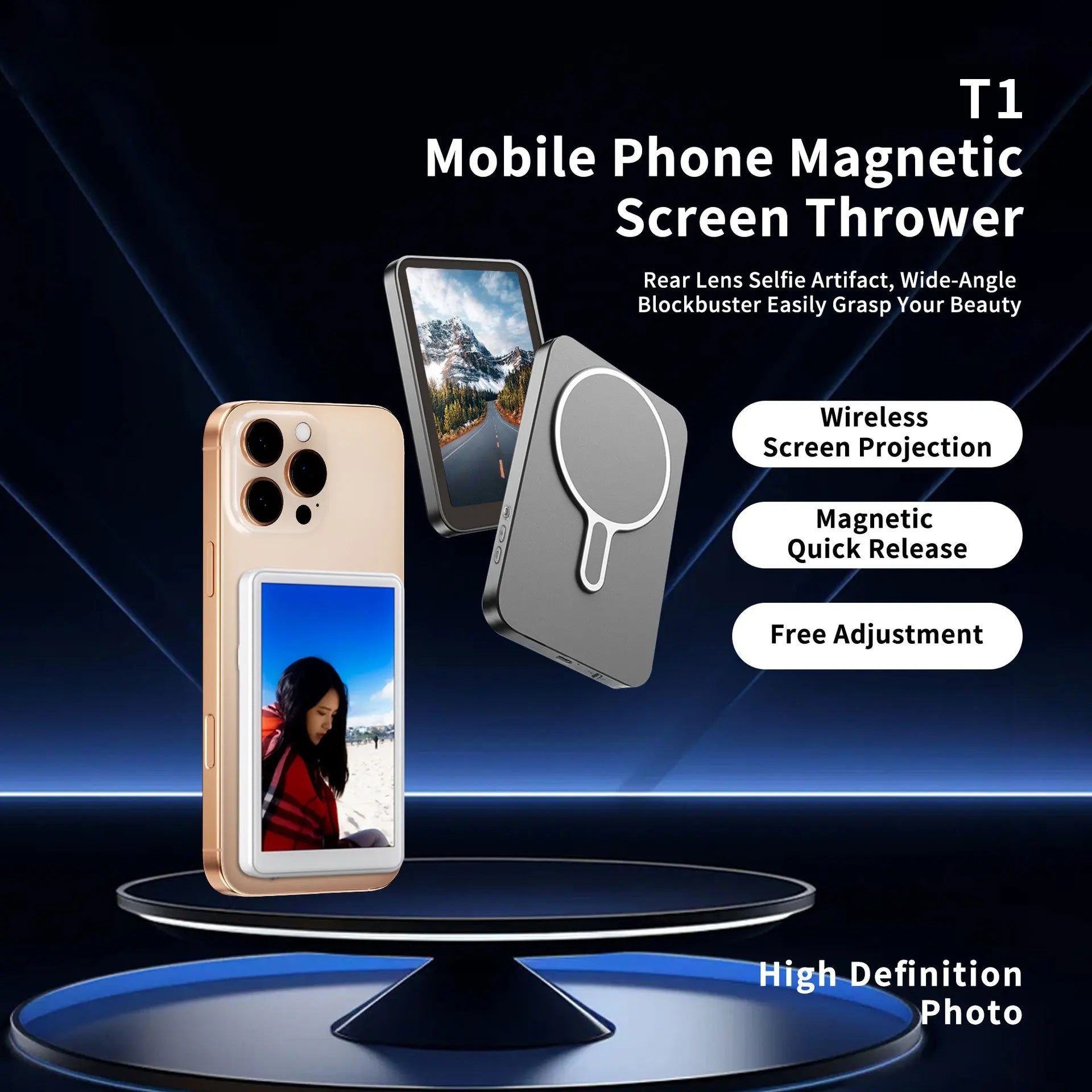 Magnetic Cell Phone Vlog Self Timer Monitor Screen Using Rear Camera Monitor for Live Streaming Creating Content Self-Timer