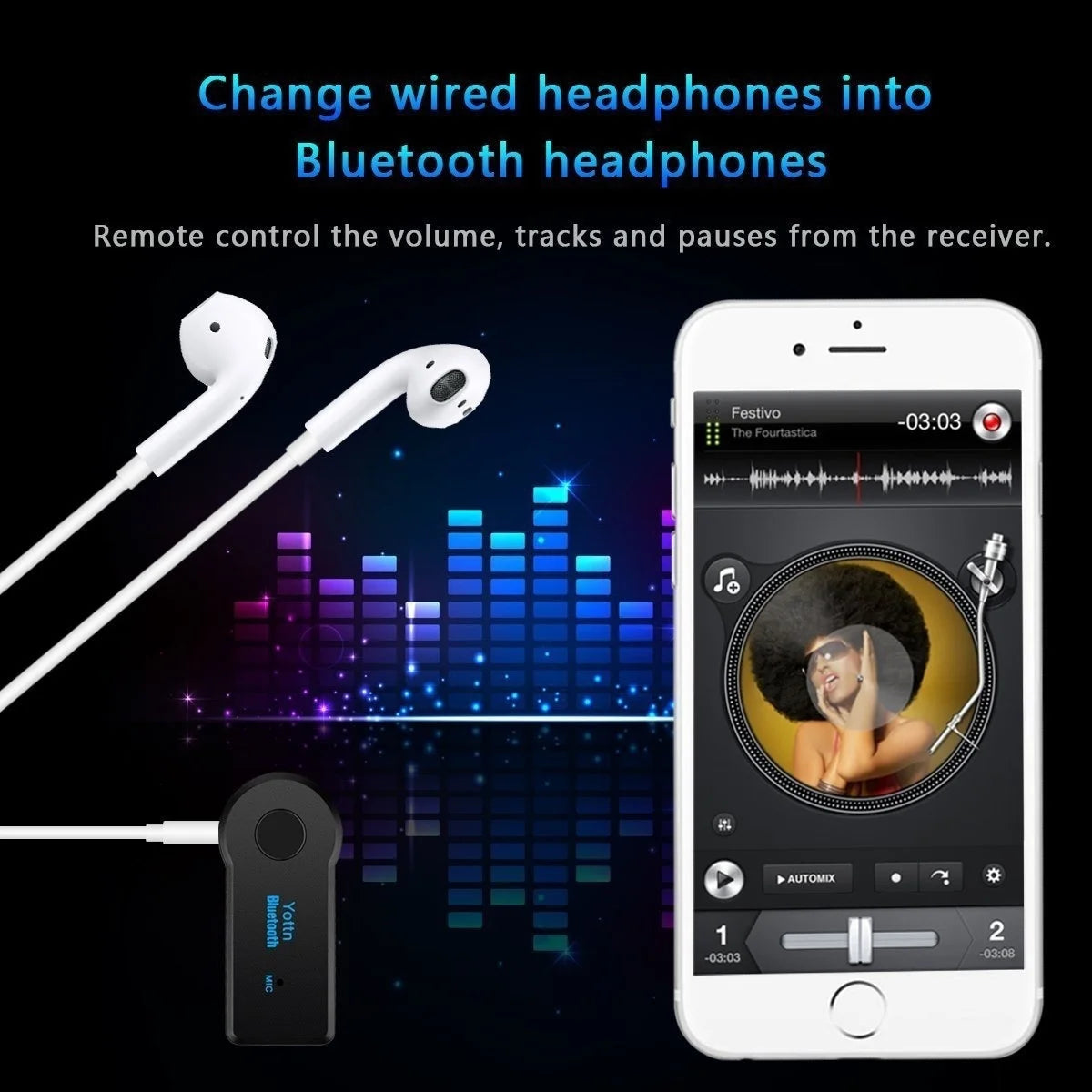 Wireless Car Adapter 3.5Mm AUX Audio Stereo Music Home Receiver Microphone Receiver Consumer Electronics Accessories