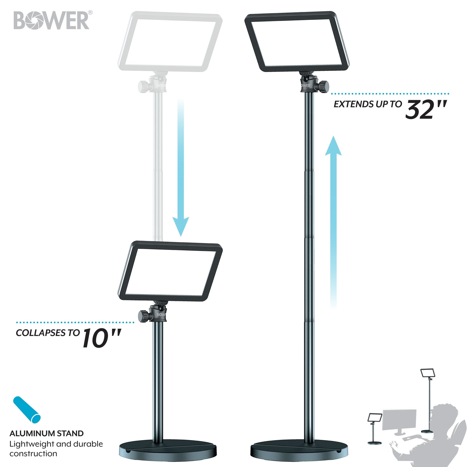 8" Creator LED RGB Light Kit 2-Pack W/ 32" Extendable Aluminum Stands , Perfect for Content Creation
