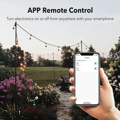 Smart Wifi Heavy Duty Outdoor Outlet, Timer and Countdown Function, No Hub Required for Outdoor Lights, Compatible with Alexa and Google Assistant, 2.4 Ghz Network Only