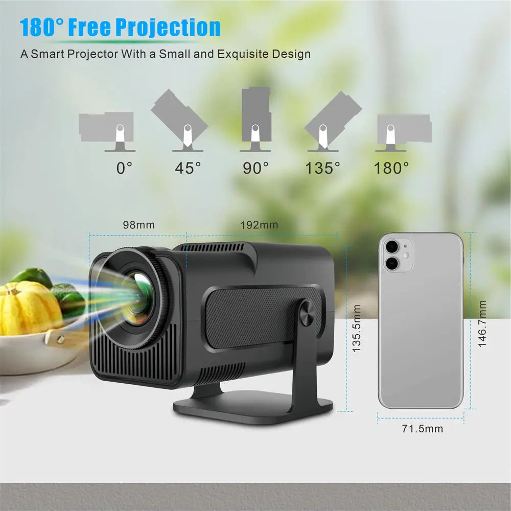 HY320 Mini Projector Android 11 Wifi 6 BT5.0 Allwinner H713 Upgrade 4K Home Outdoor Portable Projector