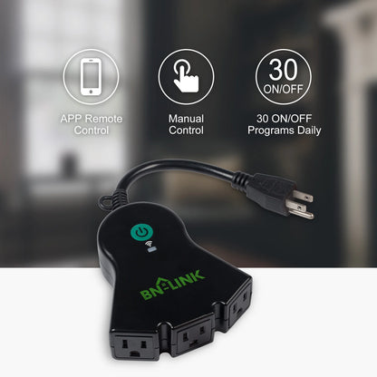 Smart Wifi Heavy Duty Outdoor Outlet, Timer and Countdown Function, No Hub Required for Outdoor Lights, Compatible with Alexa and Google Assistant, 2.4 Ghz Network Only