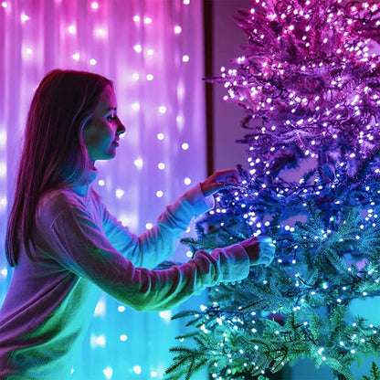 Twinkly Christmas Smart App Controlled 150 RGB LED String Lights, Green Wire