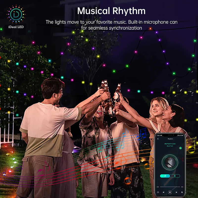5M 10M 20M Fairy String Lights Dreamcolor USB LED RGB String Lights APP Smart Lights DIY Display Garland Wall Party Decoration