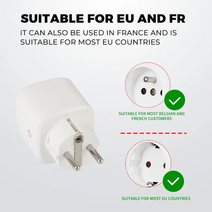 16A 20A Tuya Smart Plug EU Wifi Smart Socket with Power Monitoring Electrical Sockets APP Control Timing Voice for Alexa Google
