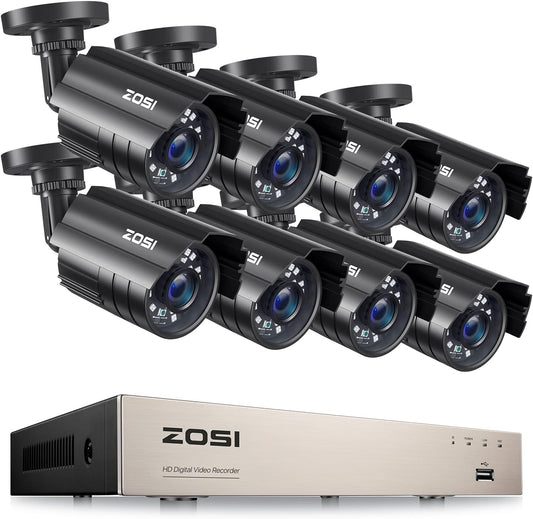 8CH 5MP Lite Security Camera System with AI Human/Vehicle Detection,8 Channel CCTV DVR and 8 X 1080P 1920TVL Weatherproof Surveillance Cameras Indoor Outdoor,Night Vision,Remote Access,No HDD