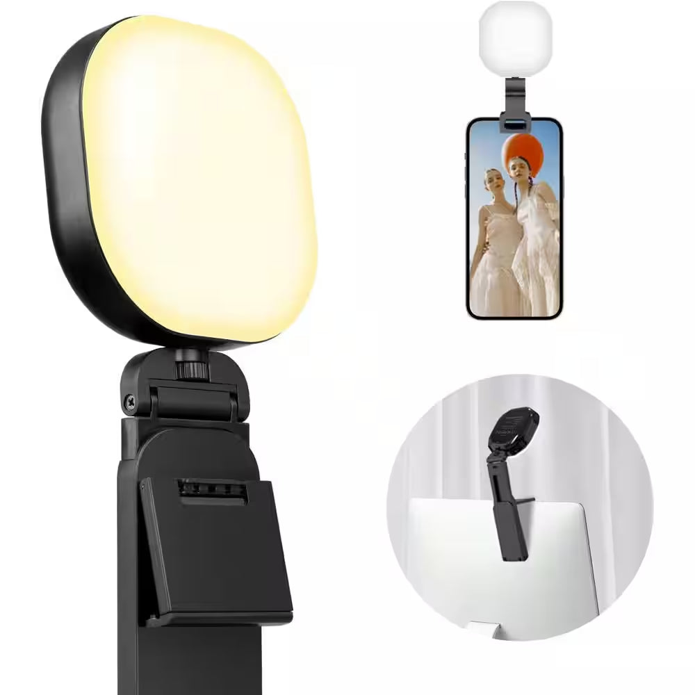 Selfie Light, 60-LED Clip-On, 3 Modes, Rechargeable, for Phone, Ipad, Laptop-Perfect for Streaming, Vlogs and Zoom Calls