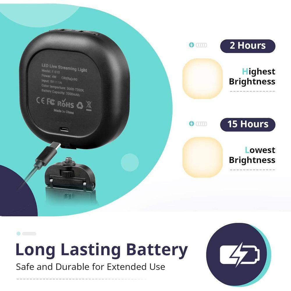 Selfie Light, 60-LED Clip-On, 3 Modes, Rechargeable, for Phone, Ipad, Laptop-Perfect for Streaming, Vlogs and Zoom Calls