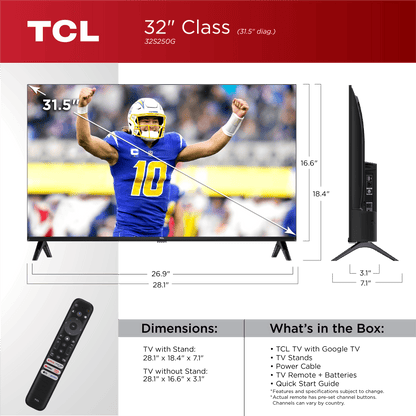 32" Class S Class 720P HD LED Smart TV with Google TV - 32S250G (New)