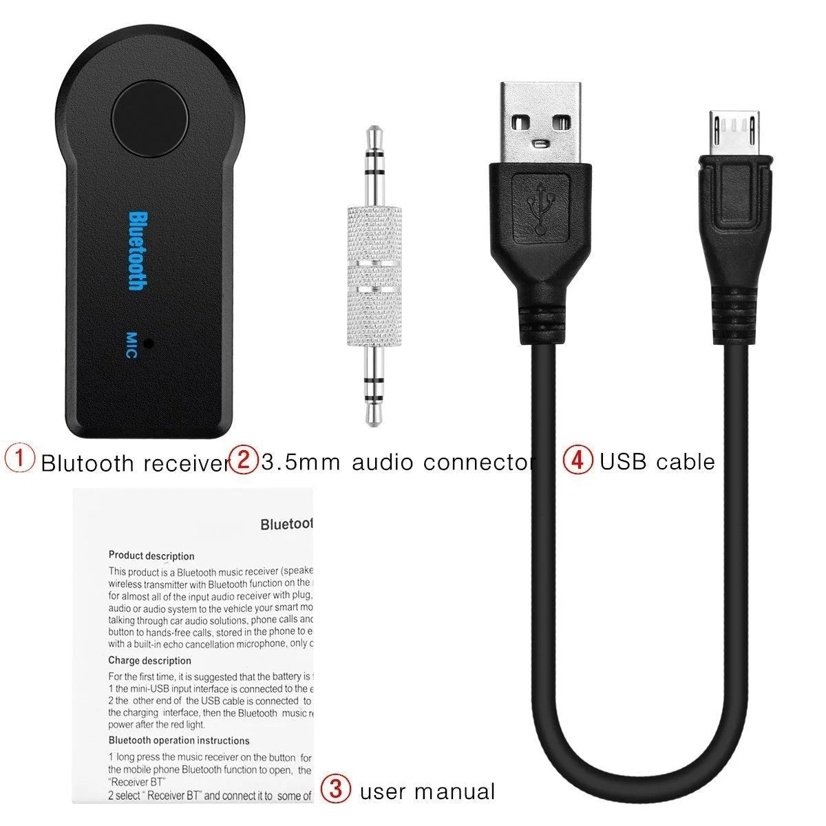 Wireless Car Adapter 3.5Mm AUX Audio Stereo Music Home Receiver Microphone Receiver Consumer Electronics Accessories