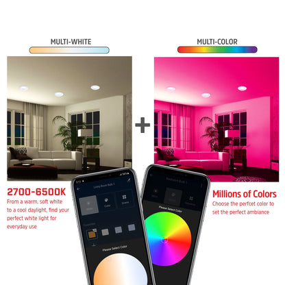 8-Pack Smart Wi-Fi Multi Color and Multi White 5”/6” LED Recessed Downlight BR30, Indoor Kitchen Area