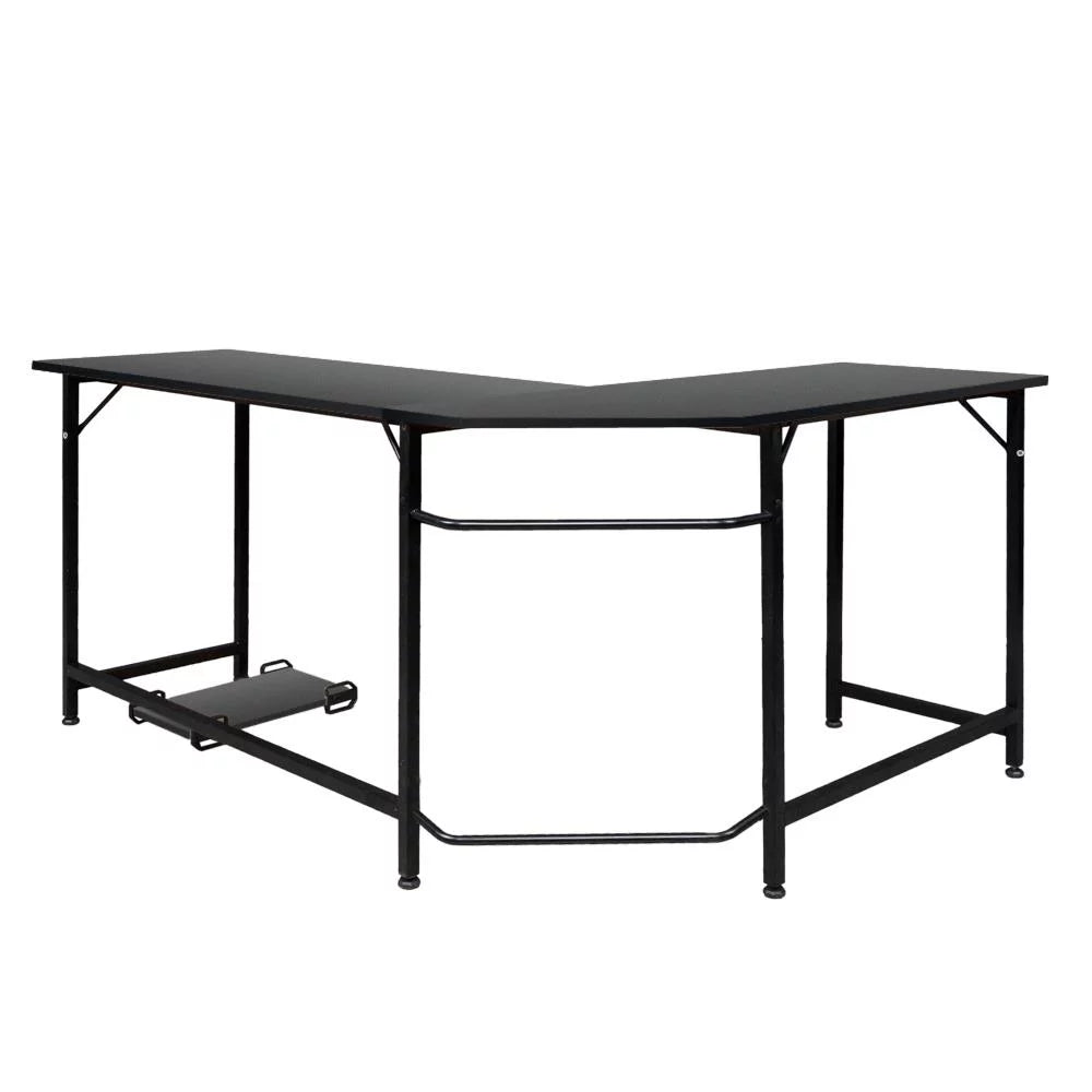 66" Wood L-Shaped Computer Gaming Desk Corner PC Latop Table Study Office Workstation Black