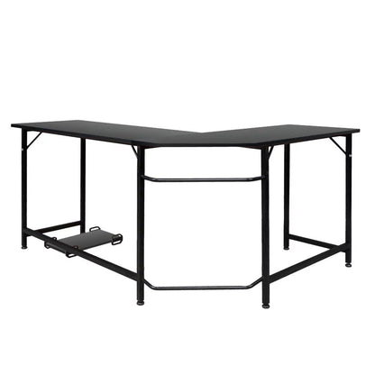 66" Wood L-Shaped Computer Gaming Desk Corner PC Latop Table Study Office Workstation Black