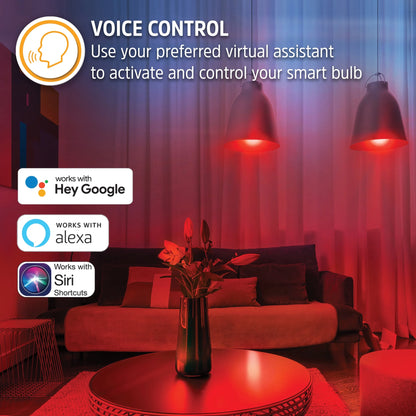 4-Pack Smart Wi-Fi Multi-Color and Single White LED Light Bulb, A19 Shape, E26 Base