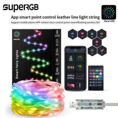5M 10M 20M Fairy String Lights Dreamcolor USB LED RGB String Lights APP Smart Lights DIY Display Garland Wall Party Decoration