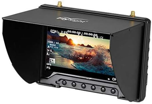 FPV Monitor Black Pearl RC801 with DVR 5.8G 40CH Wireless 7" LCD Screen Diversity Receiver 1024 X 600 HD Display Built in Battery Sunshade Hood for RC Quadcopter DJI Flying Wing (RPSMA ANT)