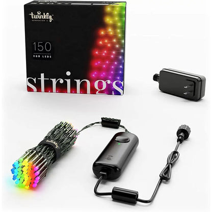 Twinkly Christmas Smart App Controlled 150 RGB LED String Lights, Green Wire