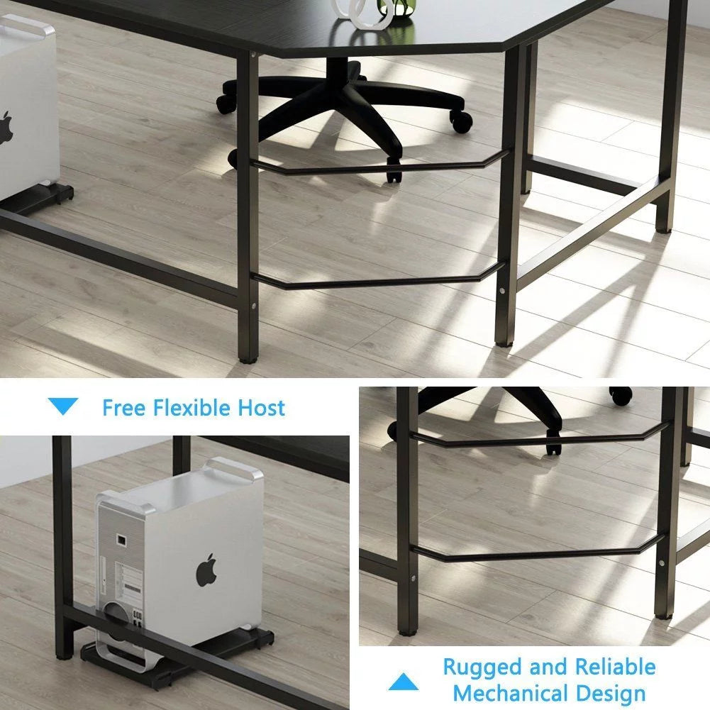 66" Wood L-Shaped Computer Gaming Desk Corner PC Latop Table Study Office Workstation Black