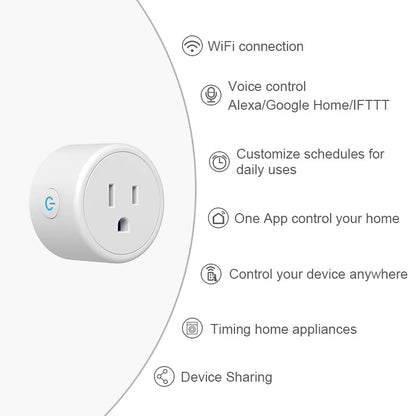 Mini US Wifi Smart Plug Surge Protector 110-230V Voice Control Timer Smart Socket Work with Alexa Google Home Tuya