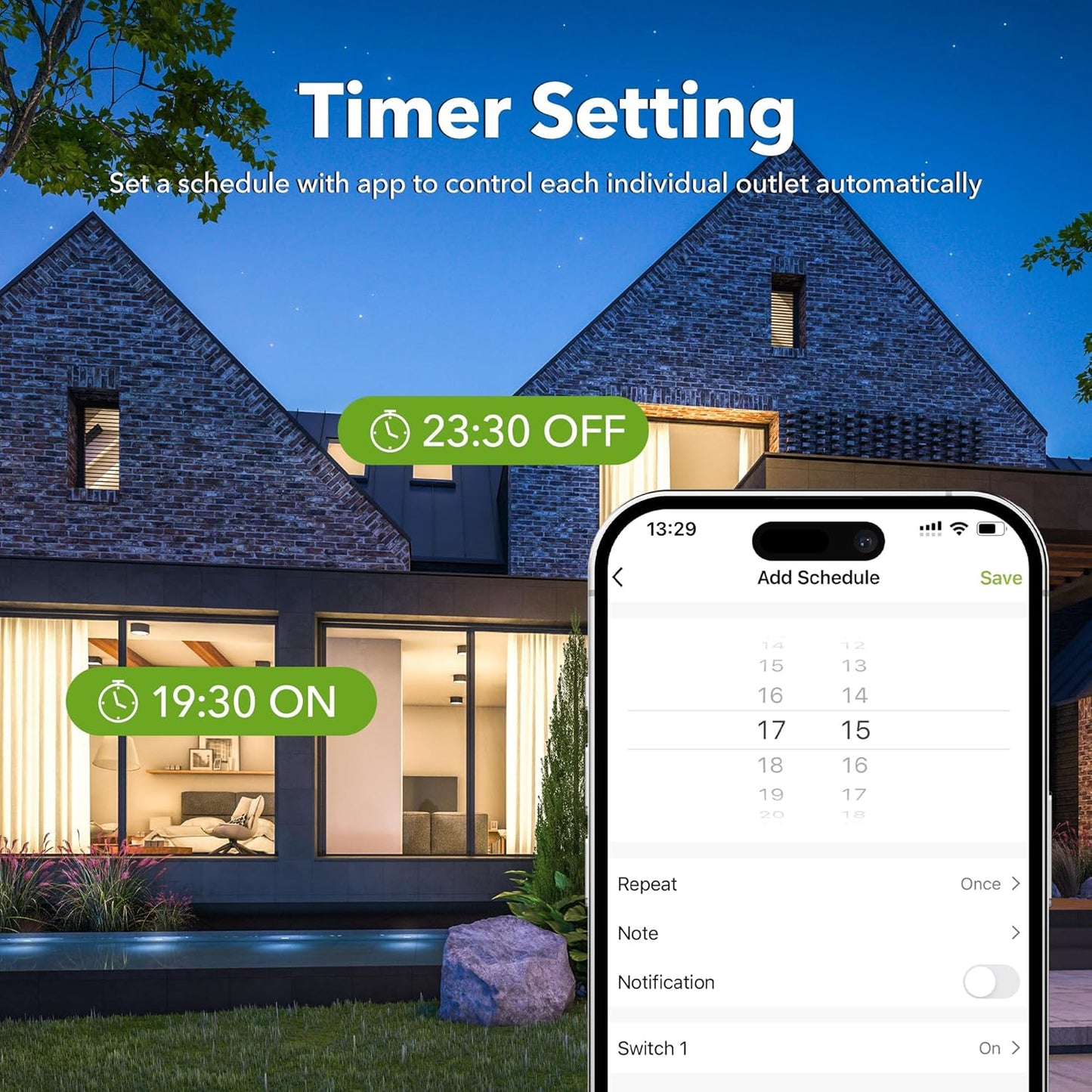 Outdoor Smart Wifi Plug,  Heavy Duty Wi-Fi Timer with Two Grounded Outlet, Wireless Remote Control by App Compatible with Alexa and Google Home Assistant 2.4 Ghz Network Only, ETL Listed (1 Pack)