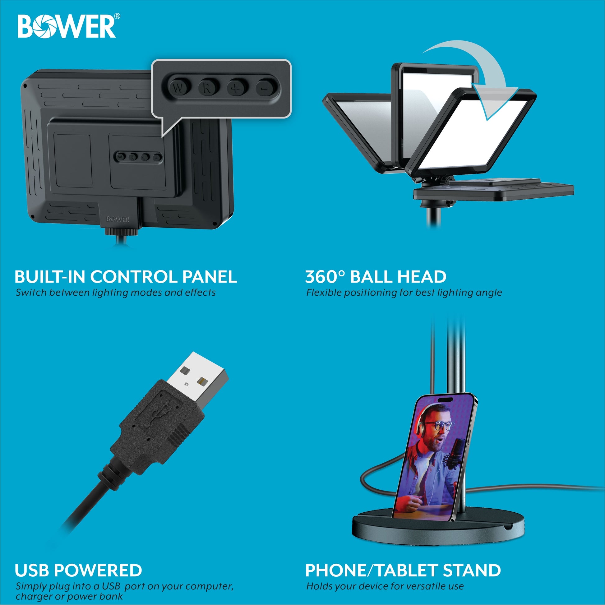 8" Creator LED RGB Light Kit 2-Pack W/ 32" Extendable Aluminum Stands , Perfect for Content Creation