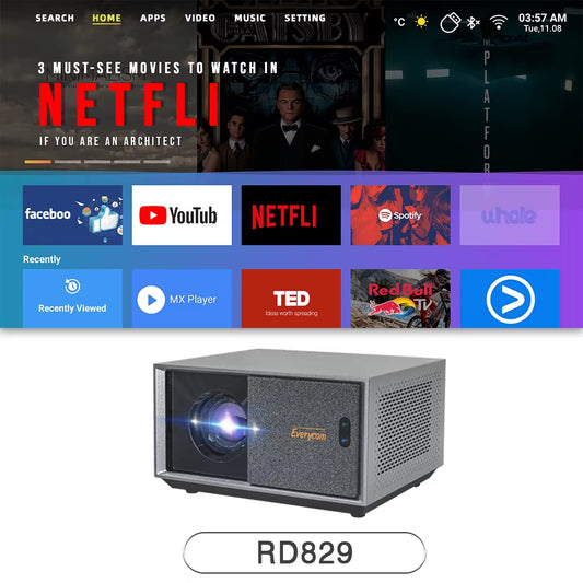 Full HD RD829 Projector 5G Wifi LED 4K Video Movie Smart Android 11.0 12000 Lumen Projectors Home Theater Cinema Beamer