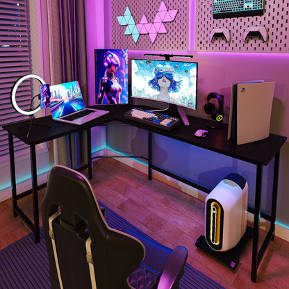 66" Wood L-Shaped Computer Gaming Desk Corner PC Latop Table Study Office Workstation Black