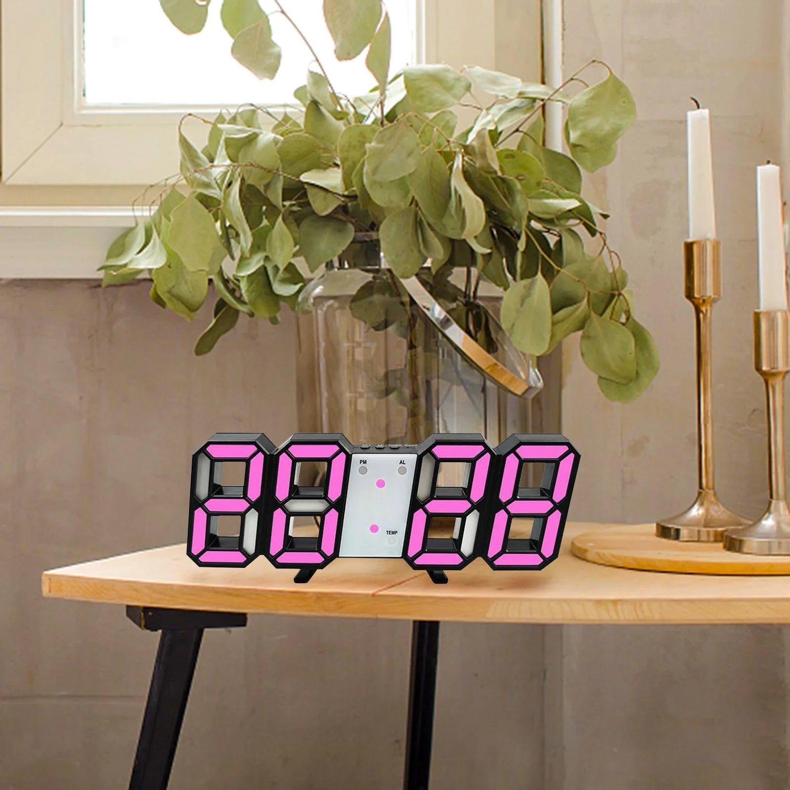 3D Smart Stereo Alarm Clock LED Clock Temperature Clock Korean Living Room 3D Wall Clock Digital Desk Clock Electronics for the Home